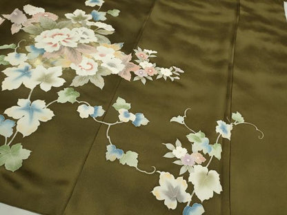 平和屋着物●訪問着　刺繍　枝花文　金彩　正絹　逸品　CABJ2431ze