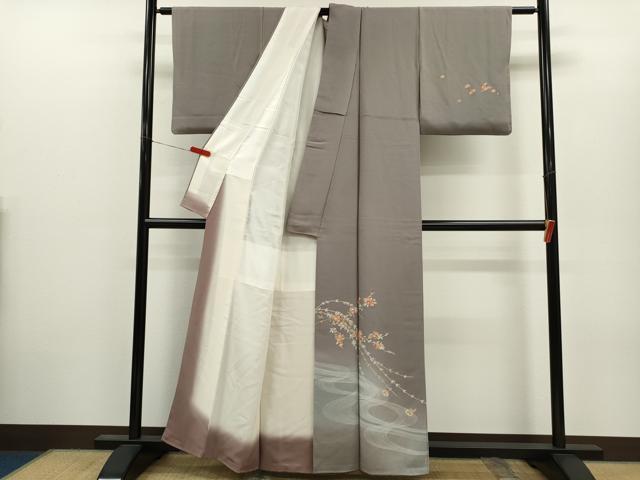 平和屋着物●訪問着　友禅　流水鴛鴦枝梅文　暈し染め　正絹　逸品　CABJ2438ze