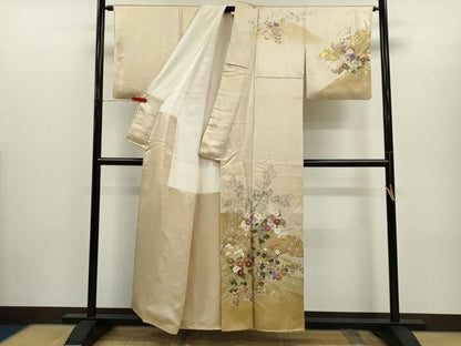 平和屋着物●西陣　京の名門　じゅらく謹製　帝王紫　訪問着　駒刺繍　枝花文　暈し染め　金彩　正絹　逸品　CABJ2440ze