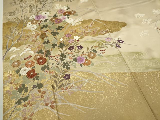 平和屋着物●西陣　京の名門　じゅらく謹製　帝王紫　訪問着　駒刺繍　枝花文　暈し染め　金彩　正絹　逸品　CABJ2440ze