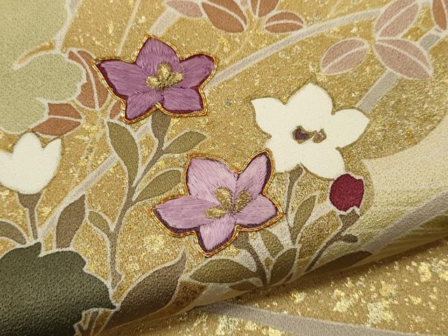 平和屋着物●西陣　京の名門　じゅらく謹製　帝王紫　訪問着　駒刺繍　枝花文　暈し染め　金彩　正絹　逸品　CABJ2440ze