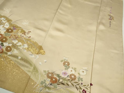 平和屋着物●西陣　京の名門　じゅらく謹製　帝王紫　訪問着　駒刺繍　枝花文　暈し染め　金彩　正絹　逸品　CABJ2440ze