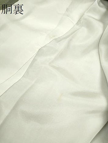 平和屋着物●江戸小紋　万筋　千歳緑色✕白色　正絹　逸品　CABJ2441ze