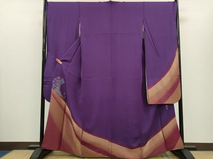 平和屋着物●世界的ファッションデザイナー　山本寛斎　kansaiブランド　振袖　寿光織　花鳥文　暈し染め　金糸　正絹　逸品　CABJ2443ze