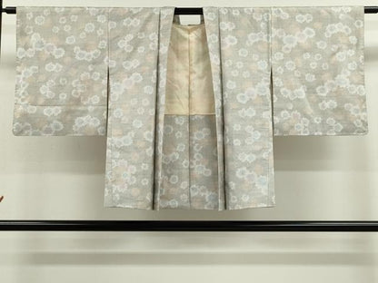 平和屋着物∞本場大島紬　白大島　羽織　7マルキ　舞花文　正絹　逸品　未使用　CABJ2444ze