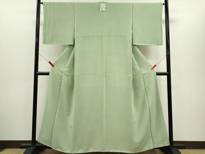 平和屋着物●上質な色無地　裏葉柳色　正絹　逸品　CABJ2445ze