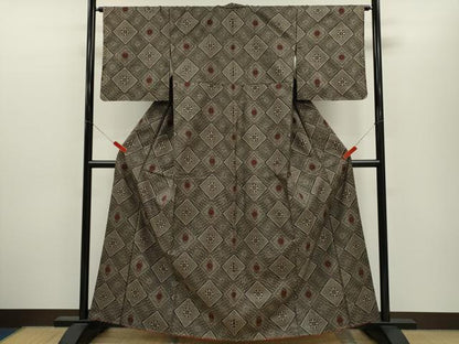 平和屋着物●本場大島紬　龍郷絣　菱花文　正絹　逸品　未使用　CABJ2448ze