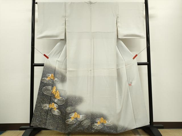 平和屋着物●国際的伝統工芸作家　十二代・藤林徳扇　苑寿 　色留袖　駒刺繍　石庭　暈し染め　金銀彩　正絹　逸品　CABJ2449ze