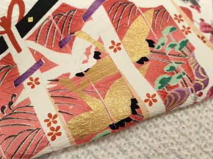 平和屋着物●訪問着　絞り　几帳飛鶴吉祥梅文　金彩　正絹　逸品　CABJ2452ze