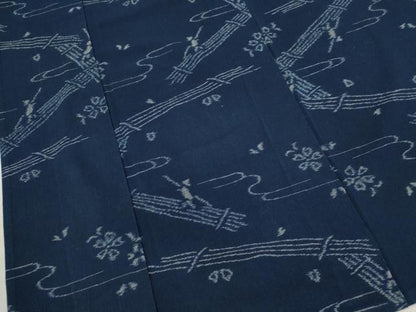 平和屋着物●久留米絣　単衣　人物筏花文　綿　逸品　CABJ2463ze