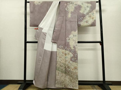 平和屋着物●訪問着　辻ヶ花　手描き　絞り　銀通し地　正絹　逸品　CABJ2464ze