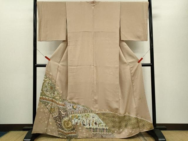 平和屋着物●豪華色留袖　作家物　人物正倉院更紗花鳥文　金彩　正絹　逸品　CABJ2465ze