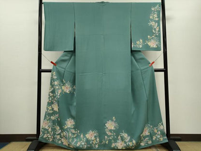 平和屋着物●訪問着　更紗草花文　金銀彩　正絹　逸品　CABJ2466ze