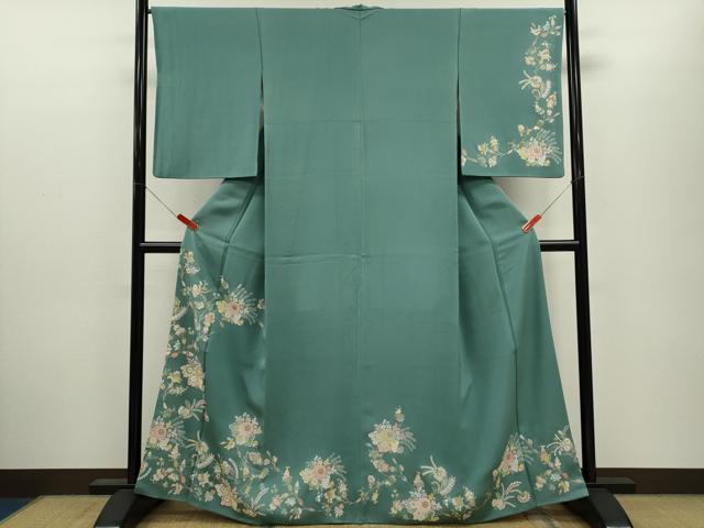 平和屋着物●訪問着　更紗草花文　金銀彩　正絹　逸品　CABJ2466ze