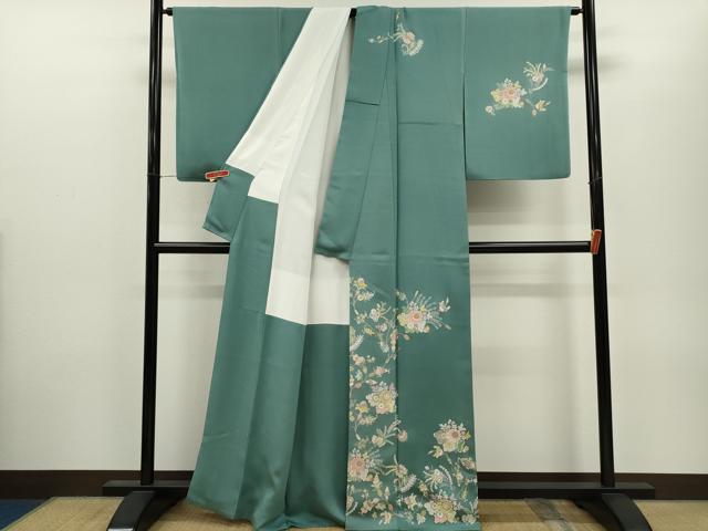 平和屋着物●訪問着　更紗草花文　金銀彩　正絹　逸品　CABJ2466ze