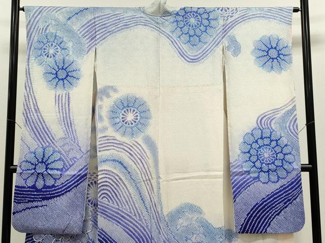 平和屋着物●豪華振袖　総絞り　駒刺繍　流水舞花文　暈し染め　正絹　逸品　CABJ2467ze