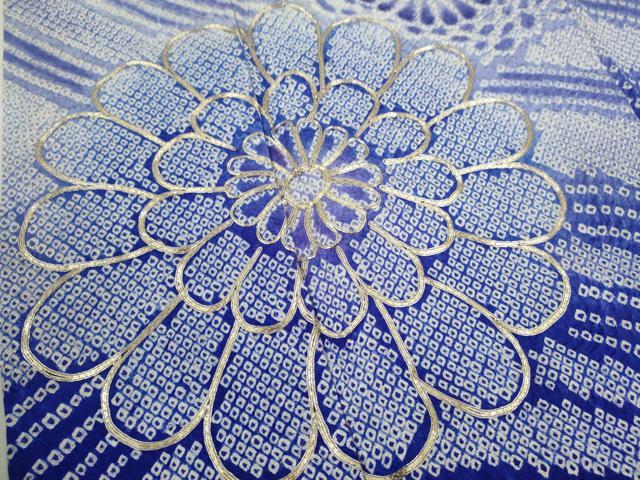 平和屋着物●豪華振袖　総絞り　駒刺繍　流水舞花文　暈し染め　正絹　逸品　CABJ2467ze