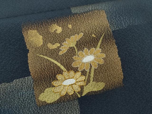 平和屋着物●中村勘九郎　訪問着　駒刺繍　色紙重ね草花文　金彩　正絹　逸品　CABJ2469ze