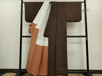 平和屋着物●上質な紬　斜線文　正絹　逸品　CABJ2470ze
