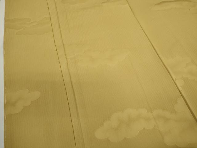 平和屋着物●上質な色無地　雲取り地紋　芥子色　正絹　逸品　未使用　CABJ2471ze