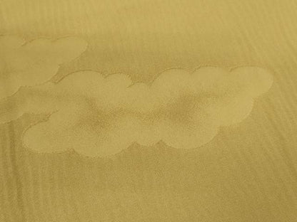 平和屋着物●上質な色無地　雲取り地紋　芥子色　正絹　逸品　未使用　CABJ2471ze