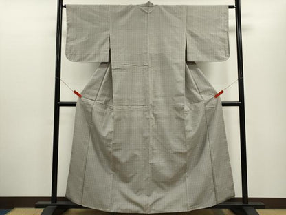平和屋着物●上質な紬　格子柄　正絹　逸品　CABJ2472ze