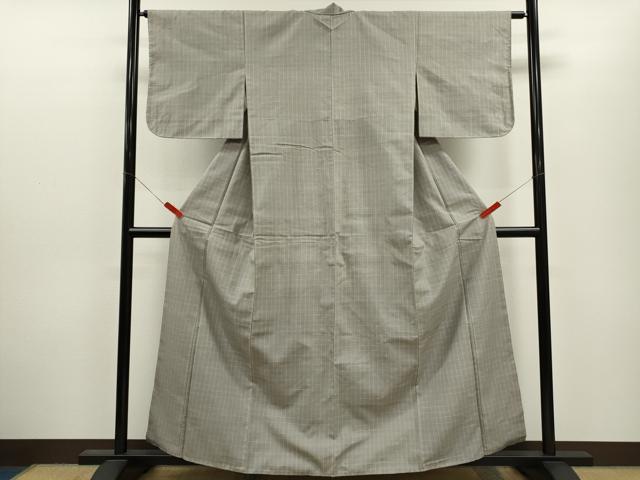 平和屋着物●上質な紬　格子柄　正絹　逸品　CABJ2472ze