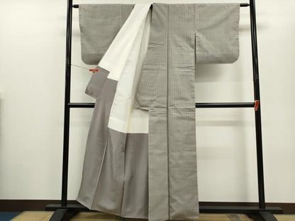 平和屋着物●上質な紬　格子柄　正絹　逸品　CABJ2472ze