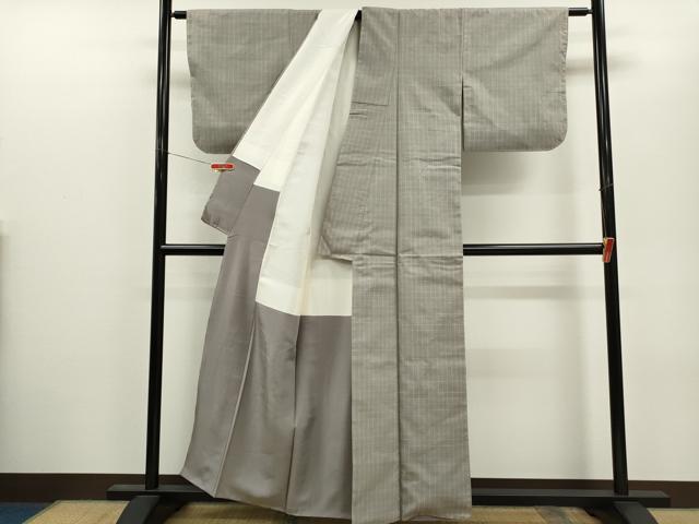 平和屋着物●上質な紬　格子柄　正絹　逸品　CABJ2472ze