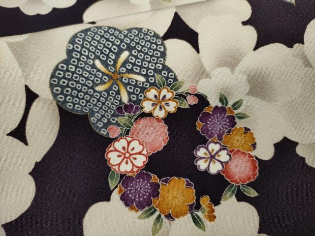 平和屋着物●上質な小紋　草花文　正絹　逸品　CABJ2474ze
