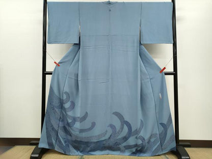 平和屋着物●人間国宝　初代 六谷梅軒　錐彫り　重要無形文化　財伊勢型紙　江戸小紋　色留袖　行儀　吉祥草花文　正絹　逸品　CABJ2475ze