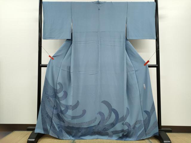 平和屋着物●人間国宝　初代 六谷梅軒　錐彫り　重要無形文化　財伊勢型紙　江戸小紋　色留袖　行儀　吉祥草花文　正絹　逸品　CABJ2475ze
