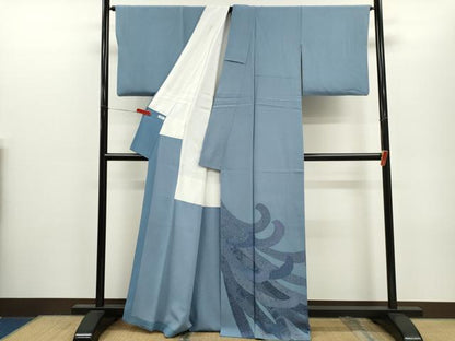 平和屋着物●人間国宝　初代 六谷梅軒　錐彫り　重要無形文化　財伊勢型紙　江戸小紋　色留袖　行儀　吉祥草花文　正絹　逸品　CABJ2475ze