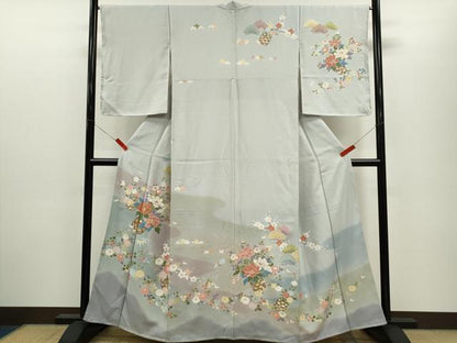 平和屋着物●訪問着　駒刺繍　花籠文　暈し染め　金彩　正絹　逸品　未使用　CABJ2477ze