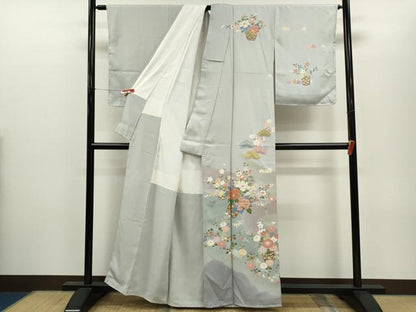 平和屋着物●訪問着　駒刺繍　花籠文　暈し染め　金彩　正絹　逸品　未使用　CABJ2477ze