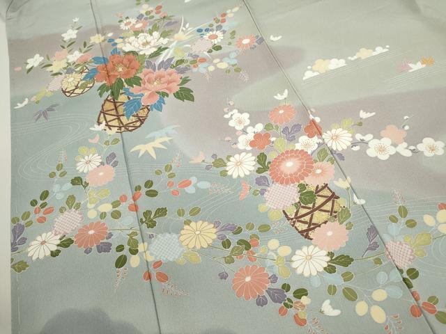 平和屋着物●訪問着　駒刺繍　花籠文　暈し染め　金彩　正絹　逸品　未使用　CABJ2477ze