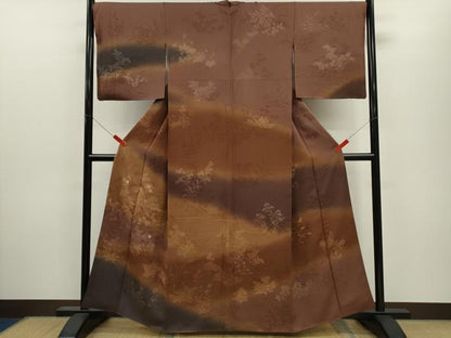 平和屋着物●訪問着　刺繍　草花文　暈し染め　金彩　正絹　逸品　CABJ2478ze