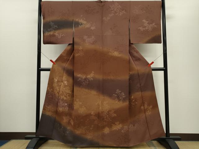 平和屋着物●訪問着　刺繍　草花文　暈し染め　金彩　正絹　逸品　CABJ2478ze