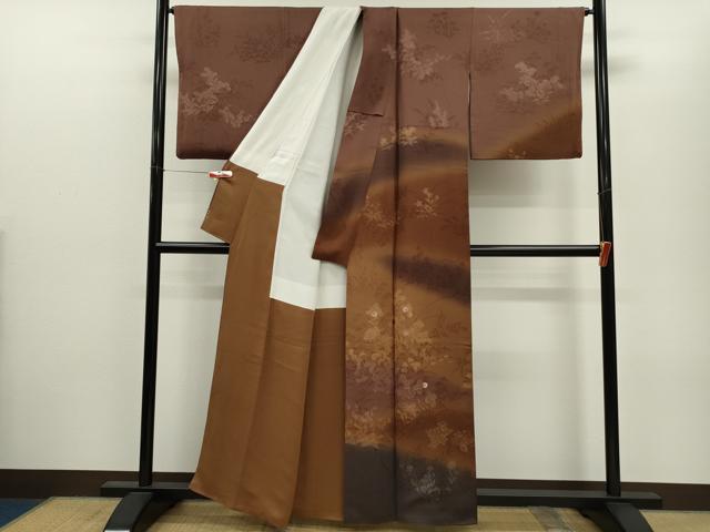 平和屋着物●訪問着　刺繍　草花文　暈し染め　金彩　正絹　逸品　CABJ2478ze