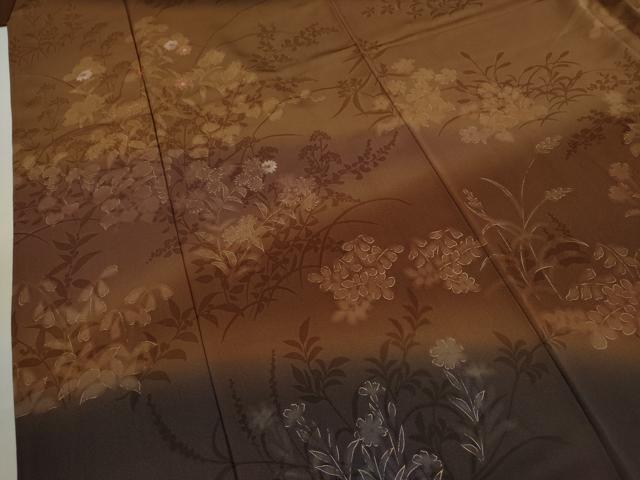 平和屋着物●訪問着　刺繍　草花文　暈し染め　金彩　正絹　逸品　CABJ2478ze