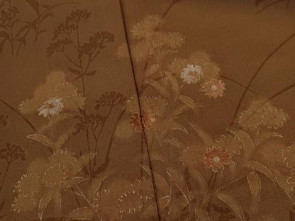 平和屋着物●訪問着　刺繍　草花文　暈し染め　金彩　正絹　逸品　CABJ2478ze