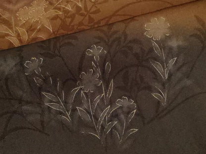 平和屋着物●訪問着　刺繍　草花文　暈し染め　金彩　正絹　逸品　CABJ2478ze