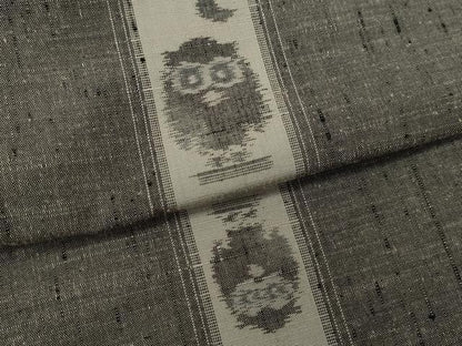平和屋着物●上質な紬　フクロウ　正絹　逸品　CABJ2479ze
