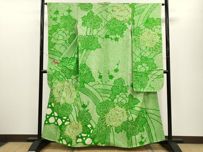 平和屋着物●豪華振袖　駒刺繍　絞り　牡丹　やまと謹製　正絹　逸品　CABJ2481ze