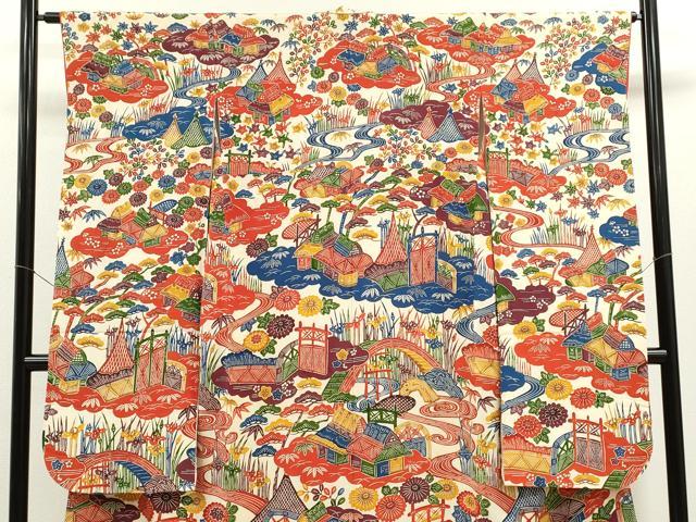 平和屋着物●豪華振袖　紅型　松竹梅御所解文　鬼しぼ縮緬　正絹　逸品　CABJ2482ze