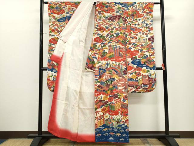 平和屋着物●豪華振袖　紅型　松竹梅御所解文　鬼しぼ縮緬　正絹　逸品　CABJ2482ze
