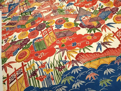 平和屋着物●豪華振袖　紅型　松竹梅御所解文　鬼しぼ縮緬　正絹　逸品　CABJ2482ze