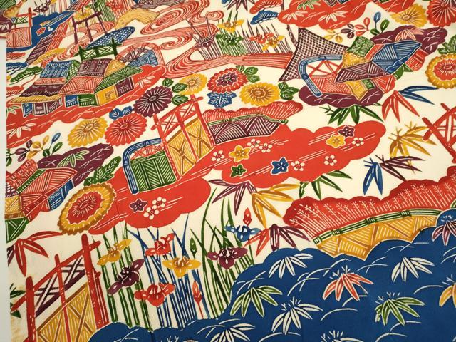平和屋着物●豪華振袖　紅型　松竹梅御所解文　鬼しぼ縮緬　正絹　逸品　CABJ2482ze