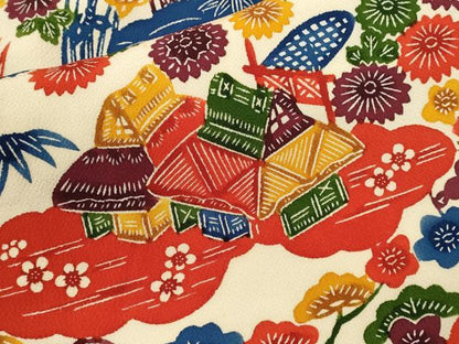 平和屋着物●豪華振袖　紅型　松竹梅御所解文　鬼しぼ縮緬　正絹　逸品　CABJ2482ze