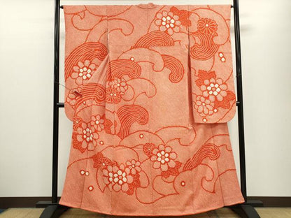 平和屋着物●豪華振袖　総絞り　立波舞花文　正絹　逸品　CABJ2483ze